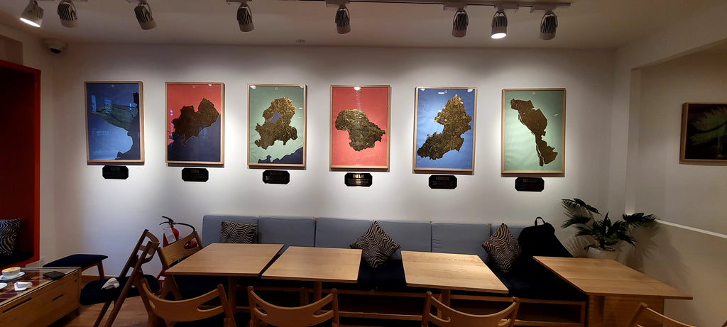 Bộ Tranh Bản Đồ Vùng Nguyên Liệu Dát Vàng Cao Cấp – Tranh Treo Tường Decor Quán Cafe, Chocolaterie, Showroom