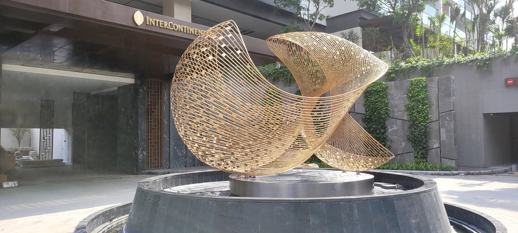 Tượng Điêu Khắc Kim Loại Ngoài Trời Cỡ Lớn Trang Trí Đài Phun Nước – Tác Phẩm Landmark Sảnh Đón Khách Sạn & Resort