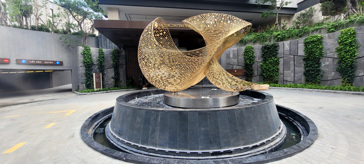 Tượng Điêu Khắc Kim Loại Ngoài Trời Cỡ Lớn Trang Trí Đài Phun Nước – Tác Phẩm Landmark Sảnh Đón Khách Sạn & Resort