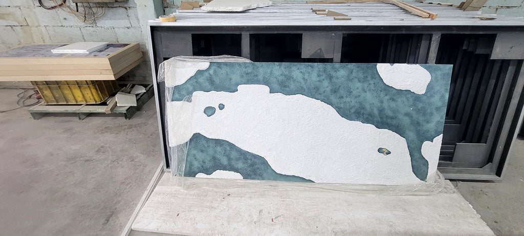 Tranh Phù Điêu Đắp Nổi 3D Trừu Tượng Đại Dương – Tranh Treo Tường Khổ Lớn Phong Cách Coastal Wabi-Sabi