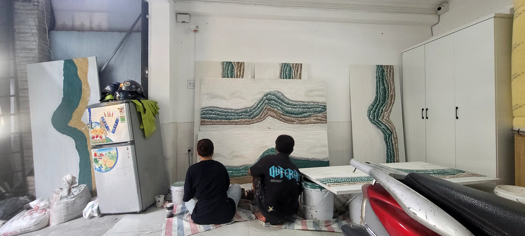 Tranh Phù Điêu Đắp Nổi 3D Phong Cảnh Núi Non Trừu Tượng – Tranh Đầu Giường Ngủ Khách Sạn & Biệt Thự Cao Cấp