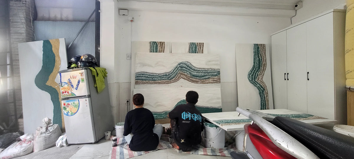 Tranh Phù Điêu Đắp Nổi 3D Phong Cảnh Núi Non Trừu Tượng – Tranh Đầu Giường Ngủ Khách Sạn & Biệt Thự Cao Cấp