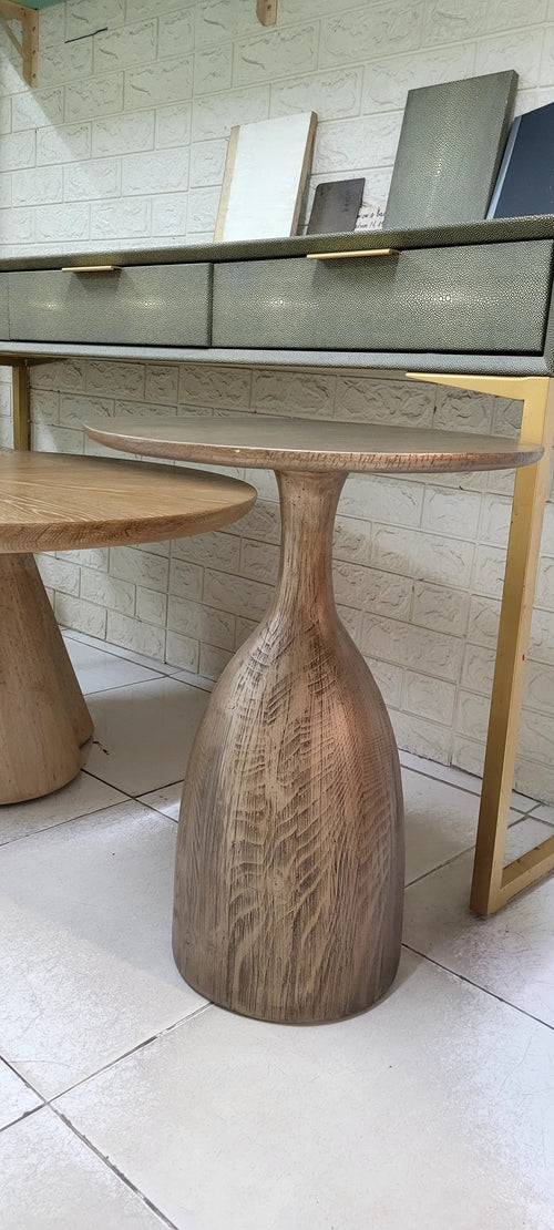 Bộ Bàn Trà & Đôn Gỗ Điêu Khắc Nguyên Khối – Bàn Góc Trang Trí Phong Cách Wabi-Sabi, Japandi Luxury