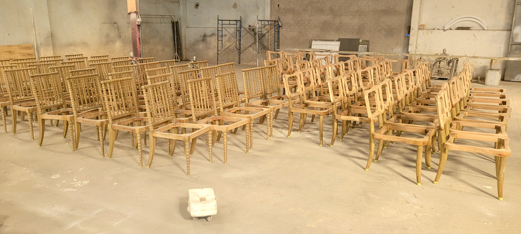 Dịch Vụ Gia Công Khung Ghế Mộc Gỗ Tự Nhiên Tiện Con Tiện (Bobbin Chair Frame) – Sản Xuất Ghế Ăn & Ghế Đơn B2B/OEM