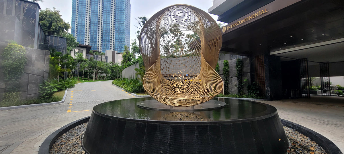 Thi Công Điêu Khắc Landmark Nghệ Thuật Đài Phun Nước Cảnh Quan – Tượng Xoắn Ốc Mạ Đồng Sảnh Khách Sạn & Resort Cao Cấp