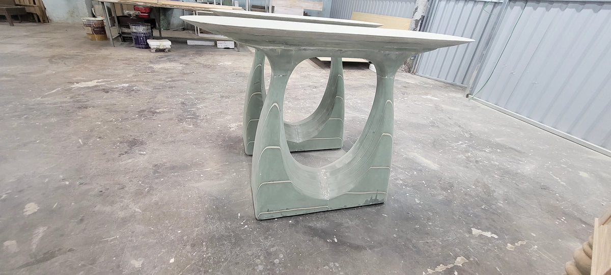 Bàn Console Điêu Khắc Kiến Trúc Chân Rỗng – Bàn Trang Trí Contemporary Organic Dáng Oval Khởi Thủy