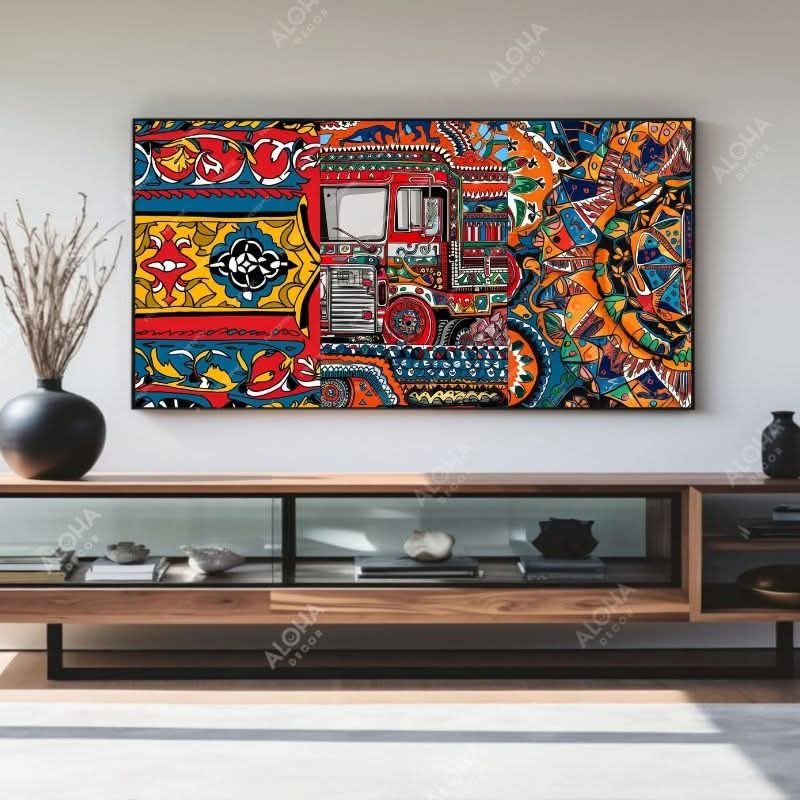 Bộ Sưu Tập Tranh Treo Tường Trừu Tượng Lập Thể Đa Sắc Khổ Ngang – Tranh Canvas & Tráng Gương Decor Kệ TV Phòng Khách Luxury