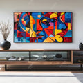 Bộ Sưu Tập Tranh Treo Tường Trừu Tượng Lập Thể Đa Sắc Khổ Ngang – Tranh Canvas & Tráng Gương Decor Kệ TV Phòng Khách Luxury