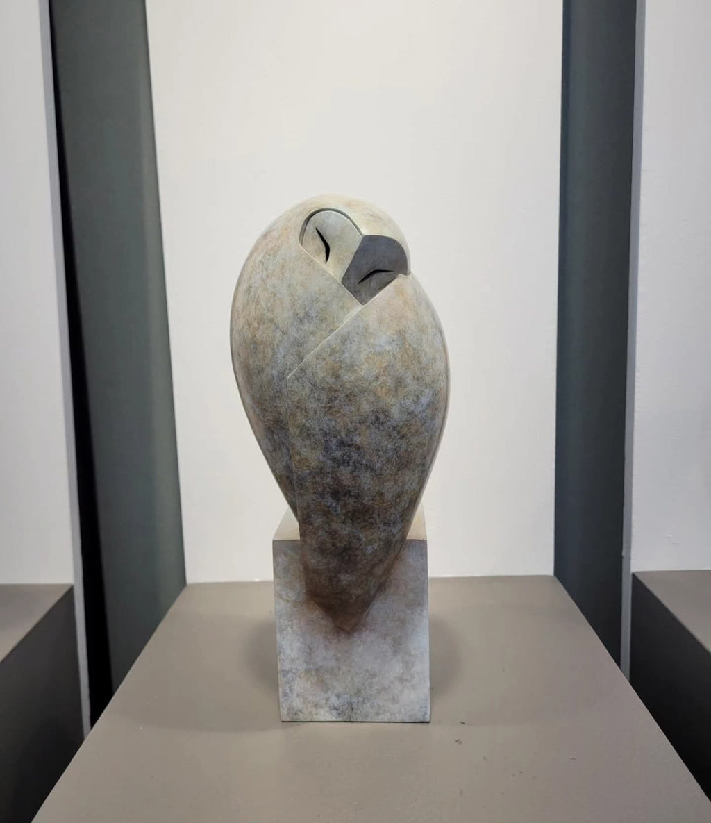 Bộ Sưu Tập Tượng Điêu Khắc Chim Cú Mèo Cách Điệu Tối Giản – Tượng Decor Bằng Đồng Patina & Đá Mộc Luxury Cho Phòng Làm Việc & Gallery
